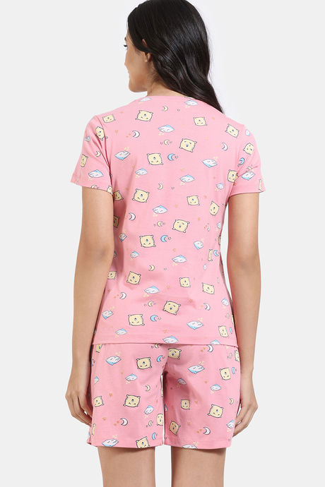 Zivame Joyful Jingles Knit Cotton Shorts Set - Quartz Pink — image 4